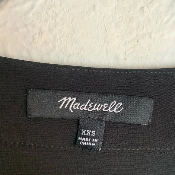 Madewell Silk V-Neck Peplum Top Black Sz XXS - Picture 4 of 5